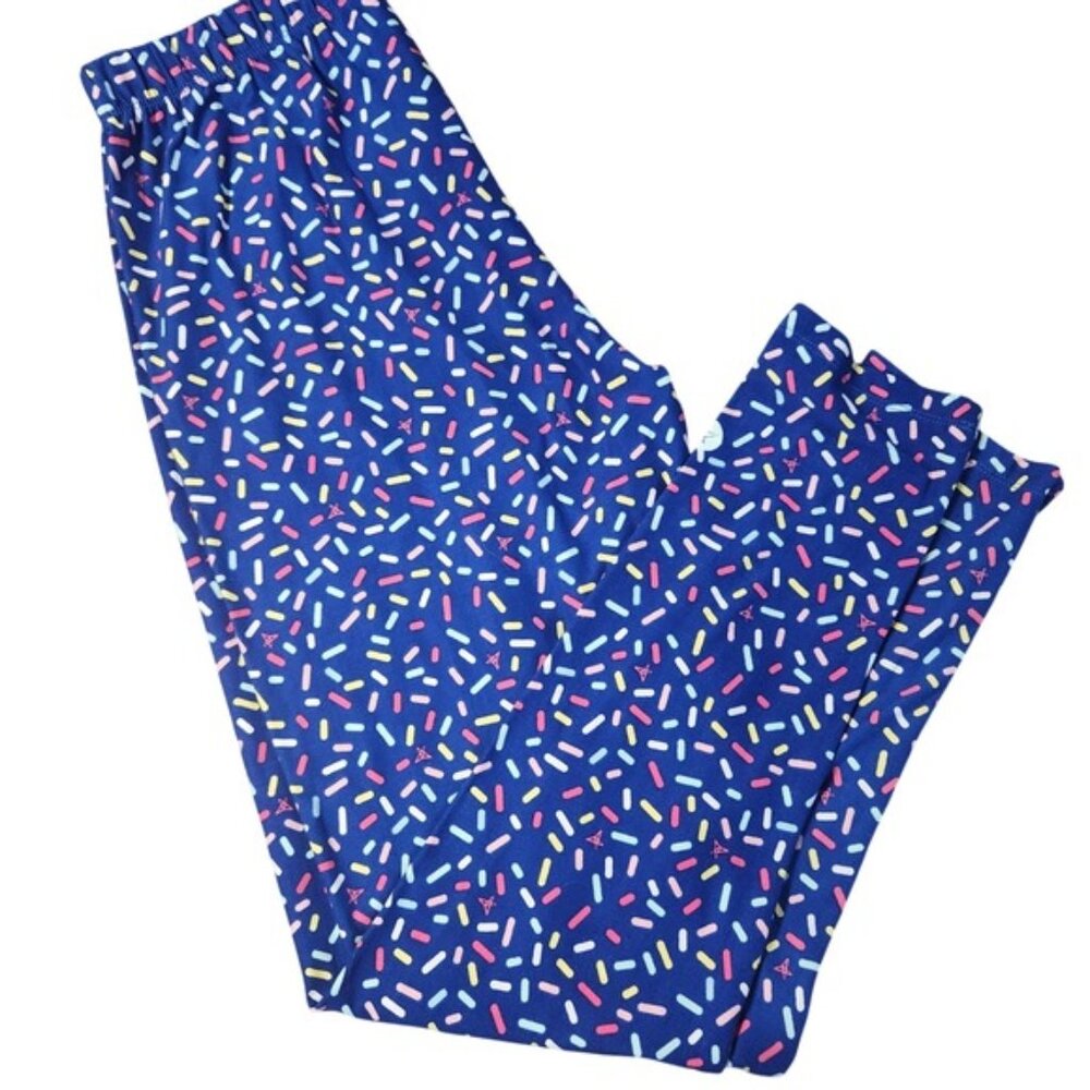 SweetLegs Plus Leggings Navy Blue Multicolor Sprinkle Star Print‎ Soft Stretch